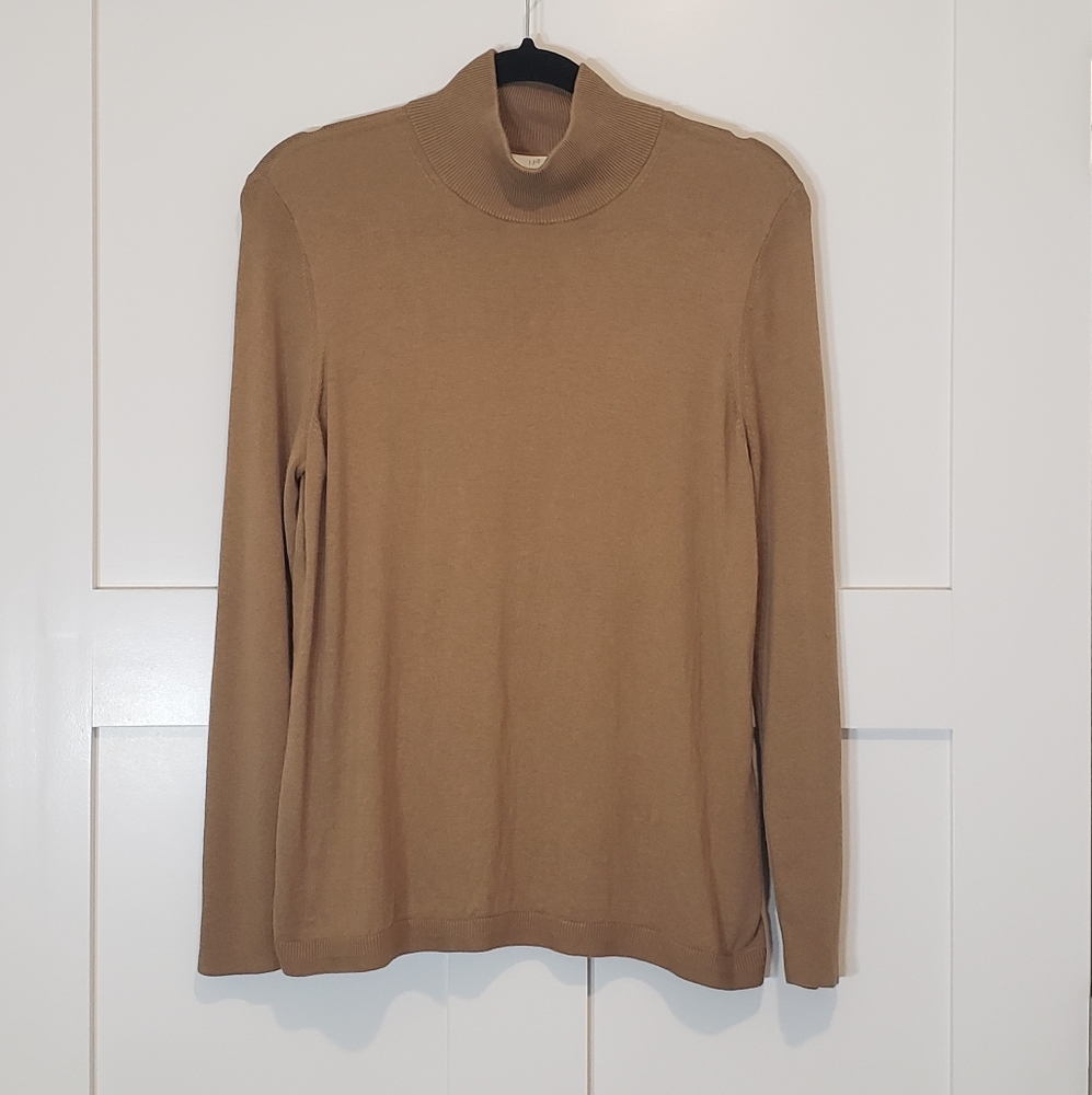 J. Jill Silk & Cotton Mock Neck Lightweight Pullover Sweater Size Medium Tan